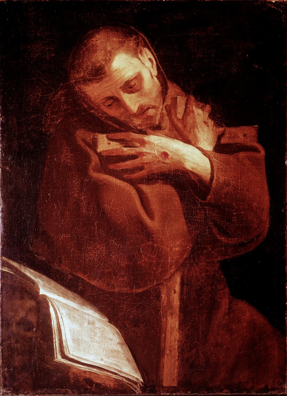 Sint Franciscus van Assisi in gebed door Giovanni Battista  Crespi