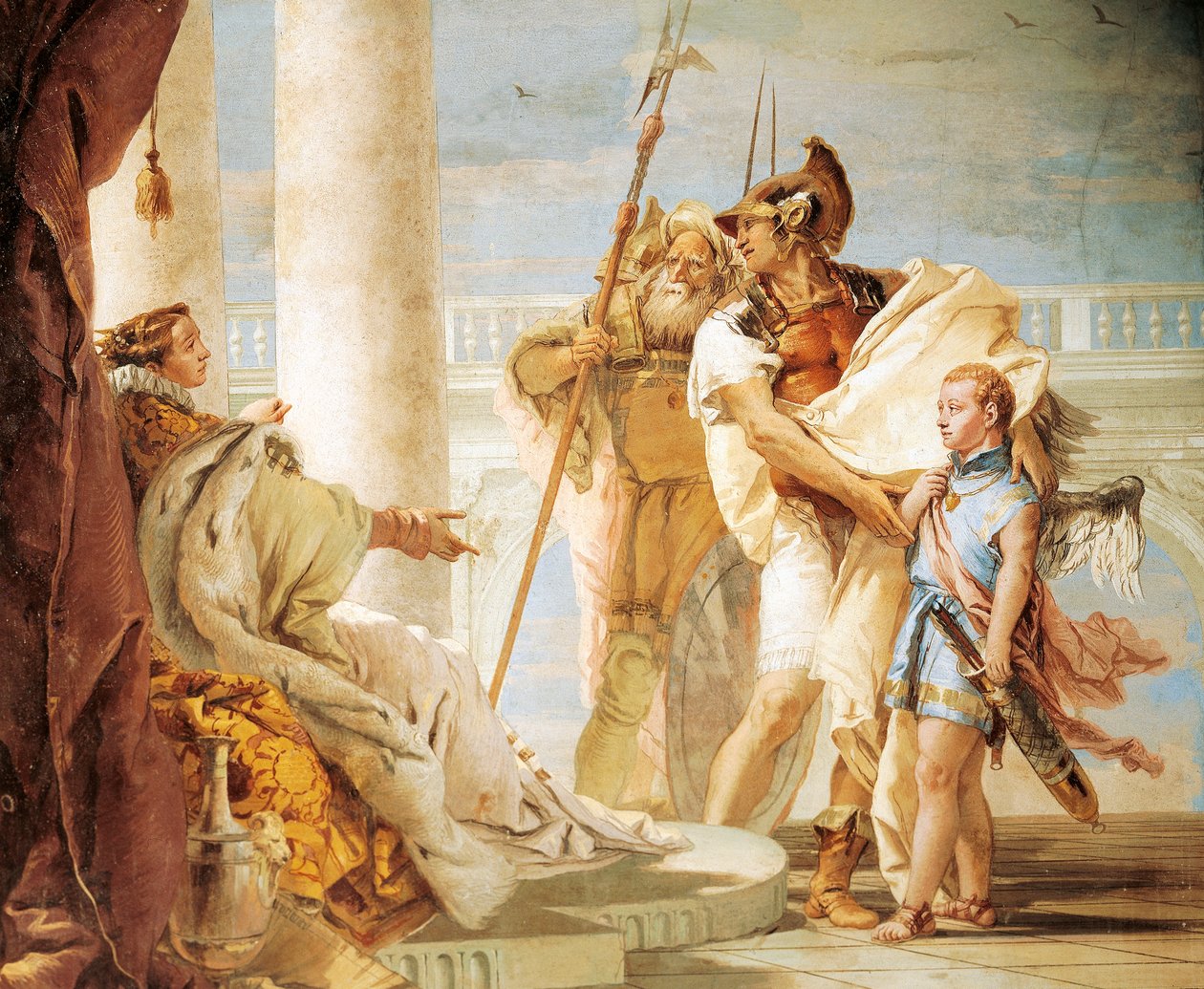 Aeneas introduceert Cupido verkleed als Ascanius aan Dido door Giovanni Battista Tiepolo