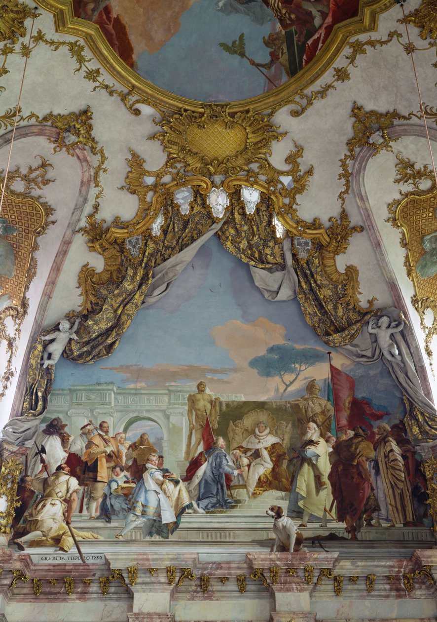 Detail van de plafondschildering, Keizerzaal Kaisersaal, Residentie Wuerzburg ... (fresco) door Giovanni Battista (1696 1770) Tiepolo