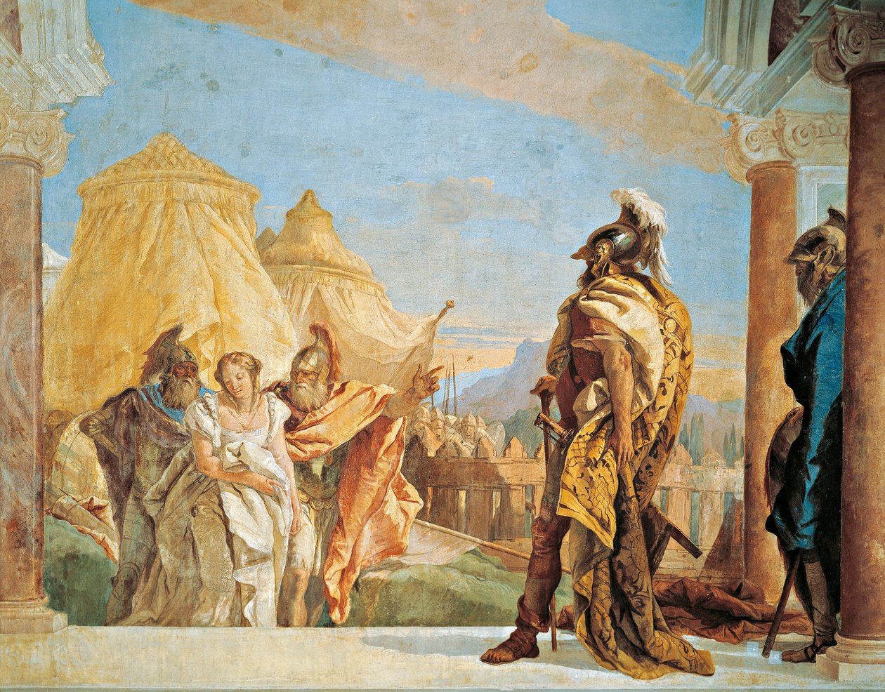 Eurybates en Talthybius leiden Briseis naar Agamemnon door Giovanni Battista Tiepolo