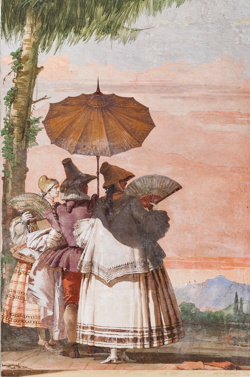 Gastverblijven, kamer van de valse gotische architecturen: "Een zomerse wandeling" door Giovanni Battista Tiepolo