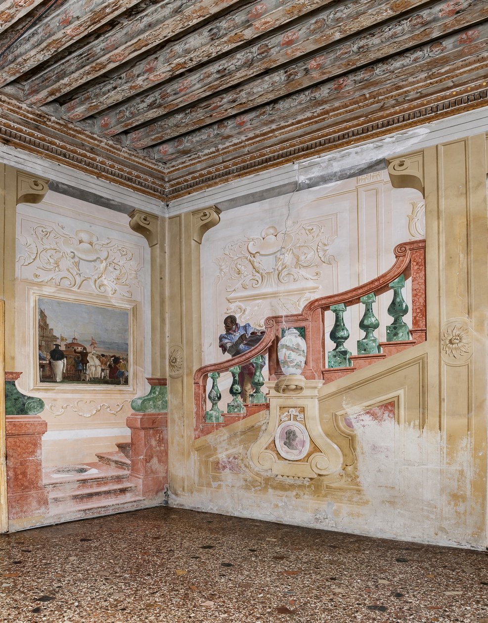 Gastverblijven, de kamer van de carnavalscènes: "Moorse dienaar op een valse trap" door Giovanni Battista Tiepolo