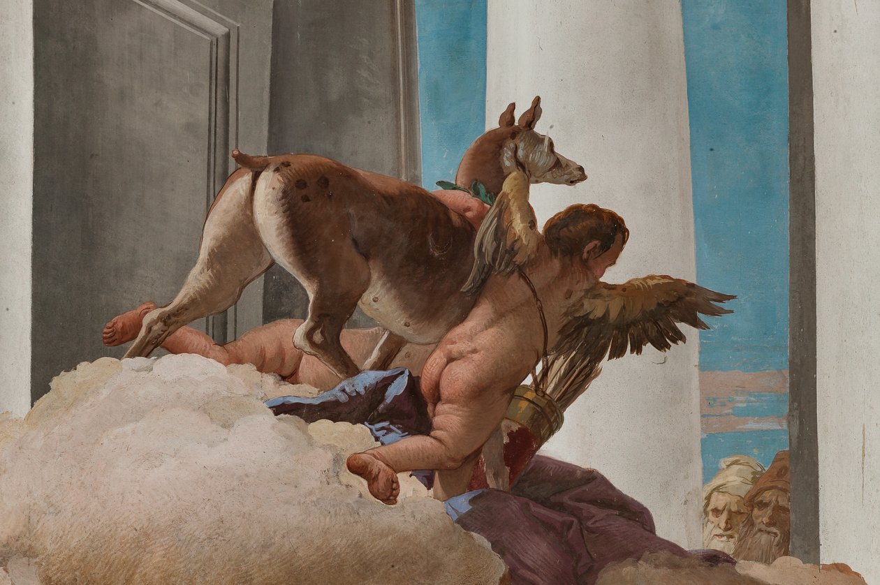 Palazzina (klein gebouw), de entreehal: "Het offer van Iphigenia" (detail) door Giovanni Battista Tiepolo