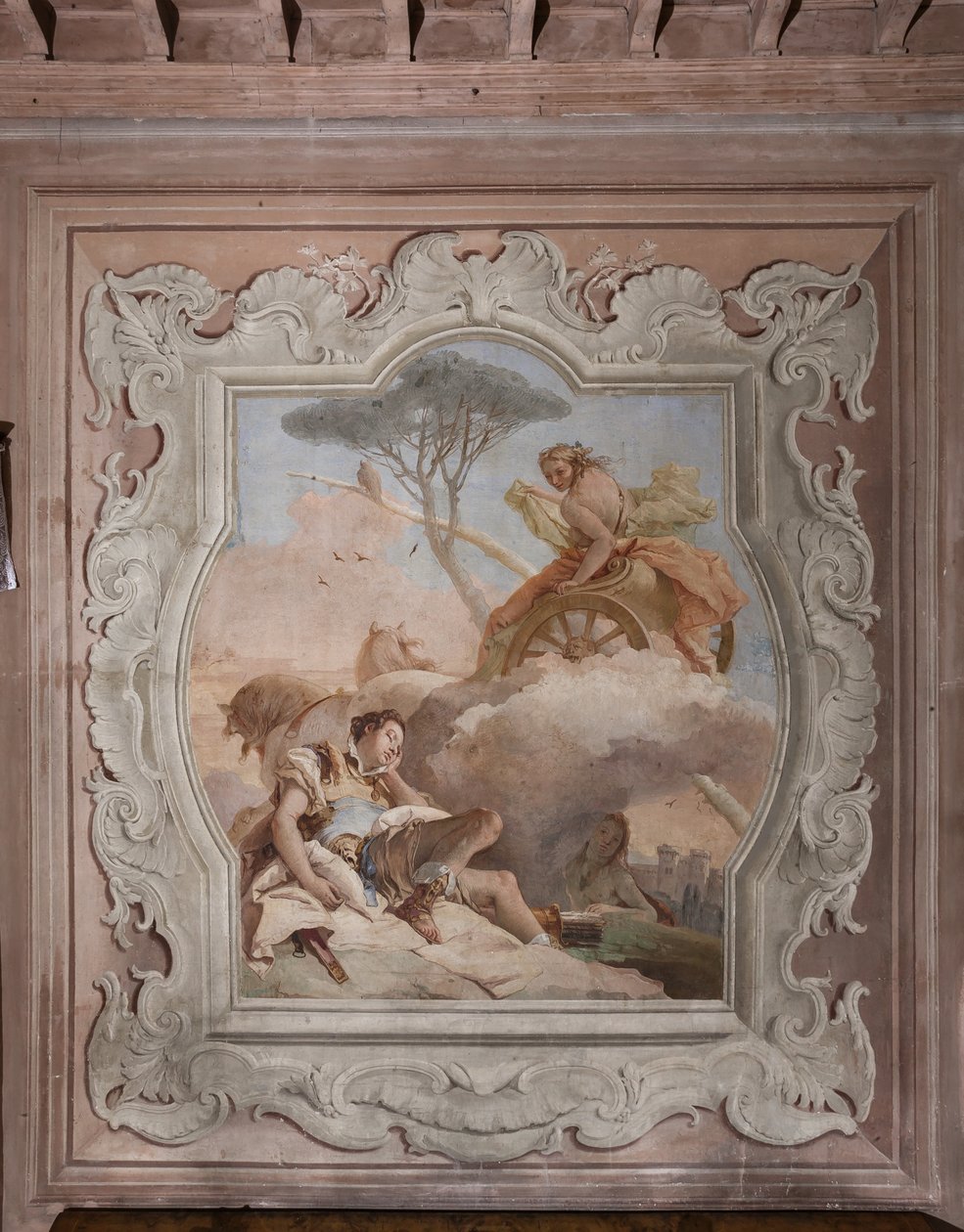 De heks Armida ziet Rinaldo, die slaapt, en wordt verliefd op hem door Giovanni Battista Tiepolo