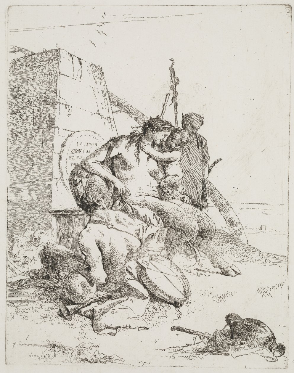Saterfamilie met de Obelisk, Venetië door Giovanni Battista Tiepolo