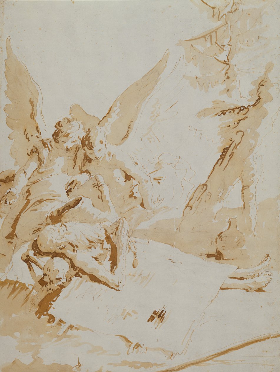 De dood van de heilige Onophrius (krijt, pen, inkt en gewassen) door Giovanni Battista (1696-1770) Tiepolo