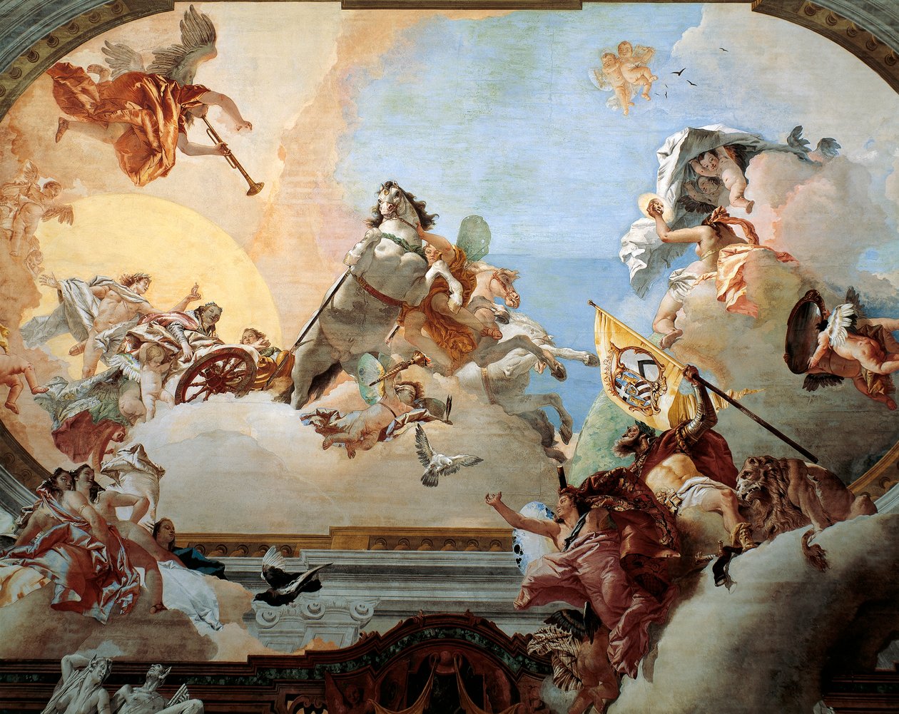Allegorie gemaakt voor het huwelijk van Lodovico Rezzonico en de Venetiaanse edelvrouw Faustina Savorgnan in 1758 door Giovanni Battista Tiepolo