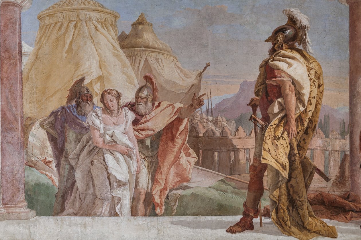 Eurybates en Talthybius leiden Briseis naar Agamemnon (detail) door Giovanni Battista Tiepolo