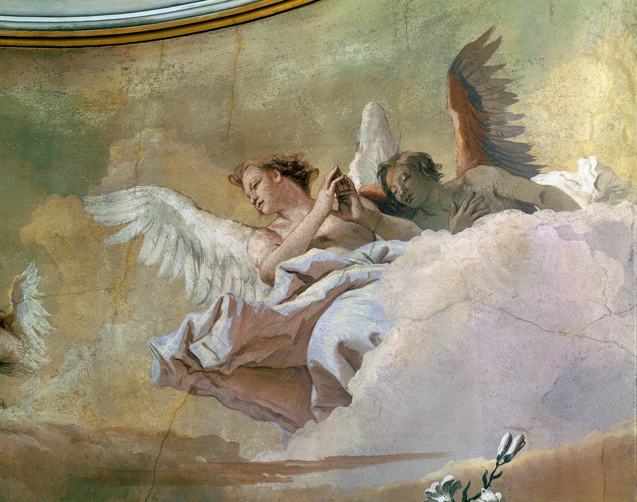 Glorie van Engelen, door Giovanni Battista Tiepolo, fresco, Detail, Oratorium van Zuiverheid, Udine door Giovanni Battista Tiepolo