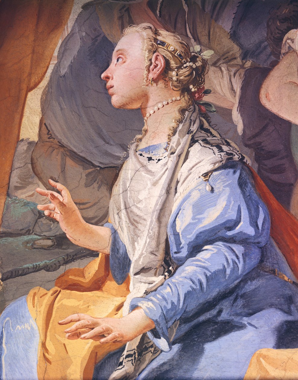 Rachel verbergt afgoden, door Giambattista Tiepolo, fresco, Aartsbisschoppelijk Paleis in Udine door Giovanni Battista Tiepolo