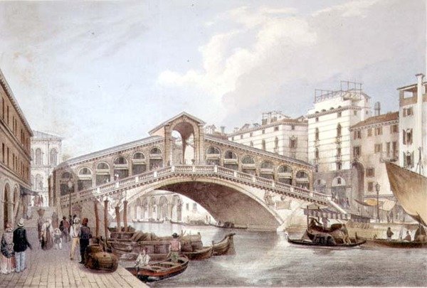 De Ponte di Rialto, Venetië, gegraveerd door Lefevre door Giovanni Battista (after) Cecchini