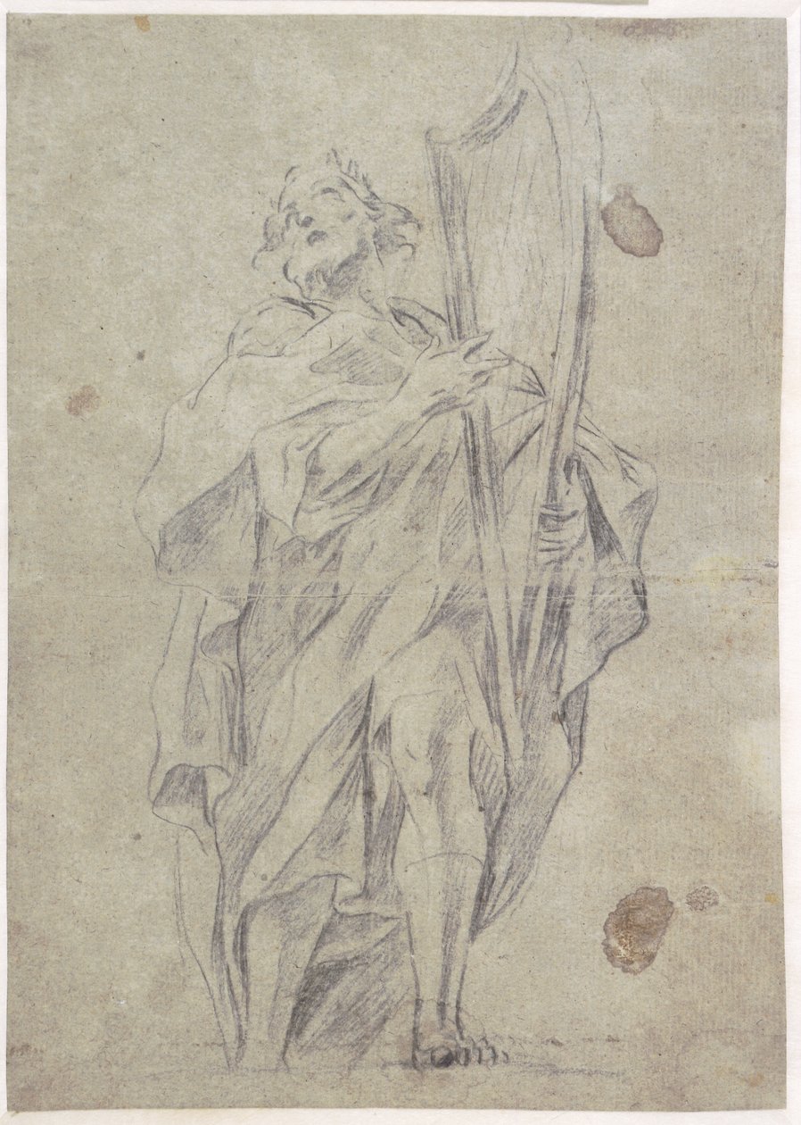 Koning David met zijn harp door Giovanni Battista Beinaschi
