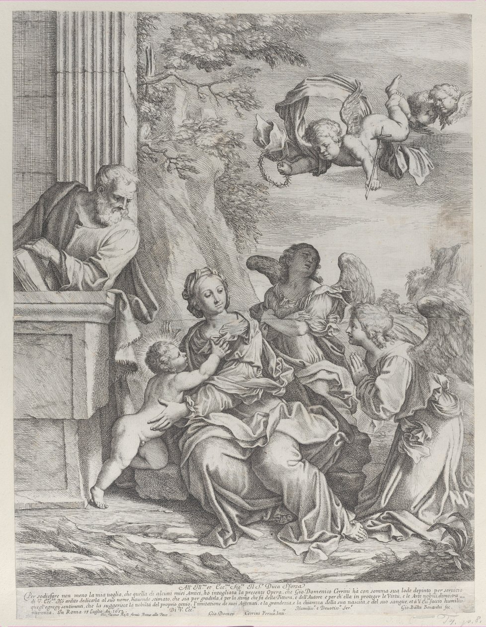 De Heilige Familie met Engelen rechts en boven, 1652 door Giovanni Battista Beinaschi