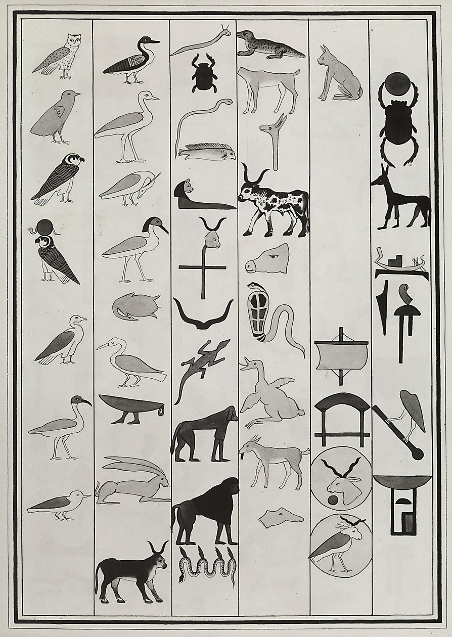 Tekeningen van de decoraties uit het graf van Farao Psammetic I, gereproduceerd in 1817 door Giovanni Battista Belzoni, gehuisvest in het British Museum, Londen door Giovanni Battista Belzoni