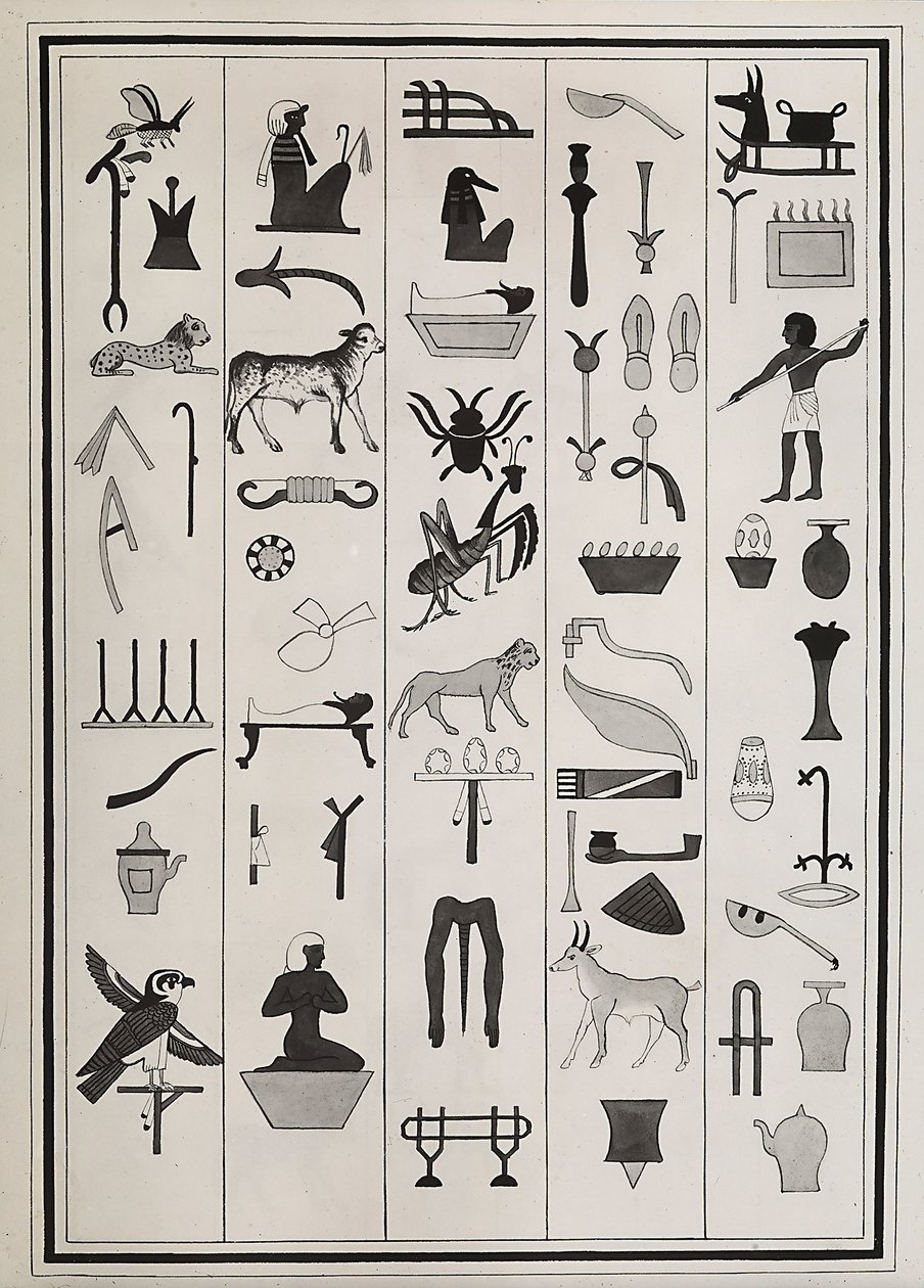 Tekeningen van de decoraties uit het graf van Farao Psammetic I, gereproduceerd in 1817 door Giovanni Battista Belzoni, gehuisvest in het British Museum, Londen door Giovanni Battista Belzoni