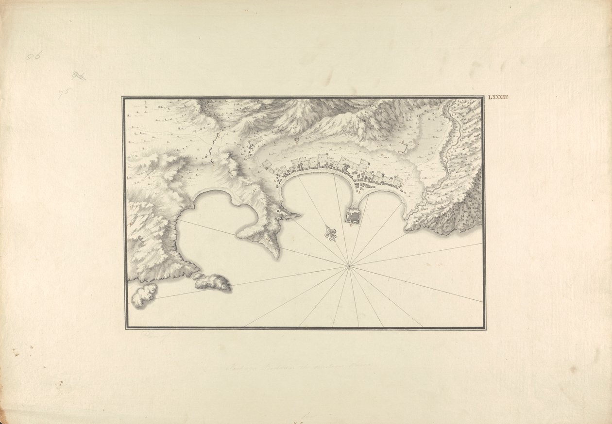 Topografische kaart van Halicarnassus bij zijn haven door Giovanni Battista Borra