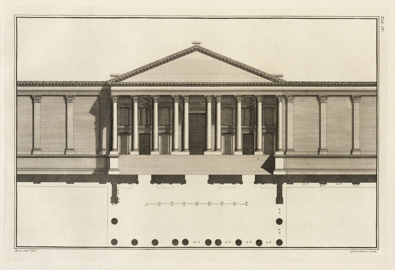 Staander van de grote ingang naar de tempelhof, 1753 door Giovanni Battista Borra