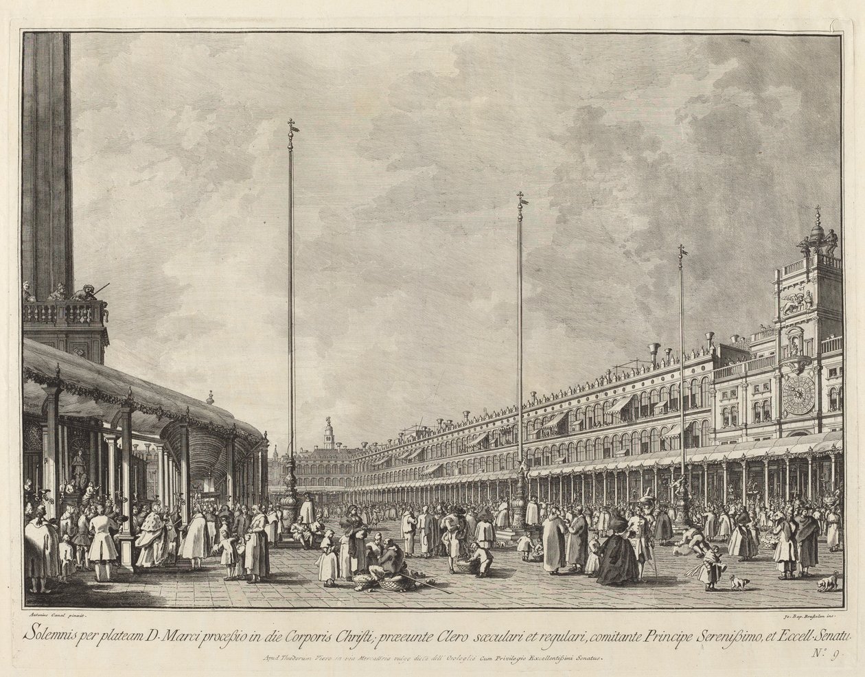 Processie op Sacramentsdag op het Piazza San Marco, 1763-1766 door Giovanni Battista Brostoloni