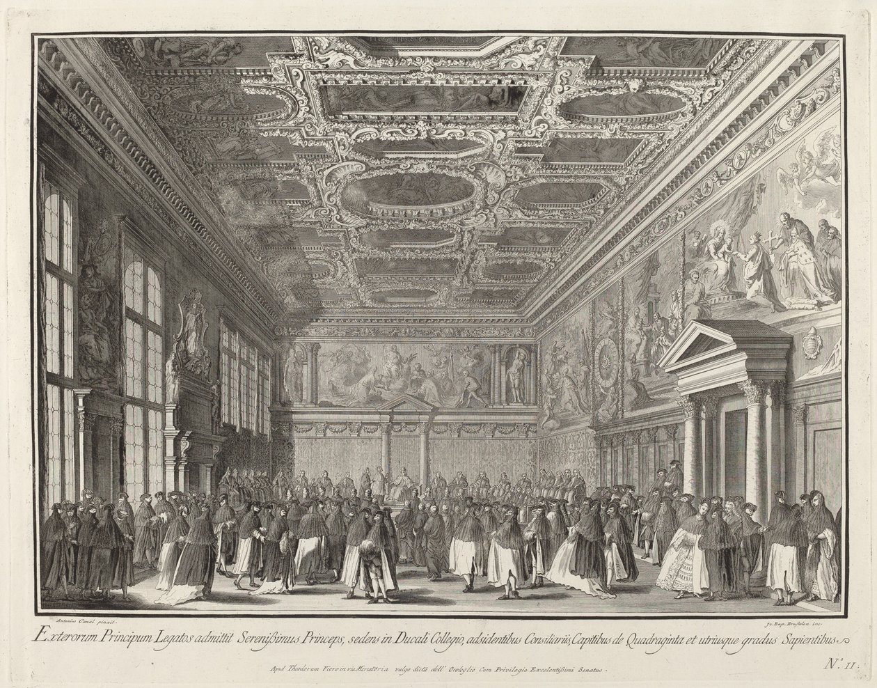 Ontvangst door de Doge van buitenlandse ambassadeurs in de Sala del Collegio, 1763-1766 door Giovanni Battista Brostoloni