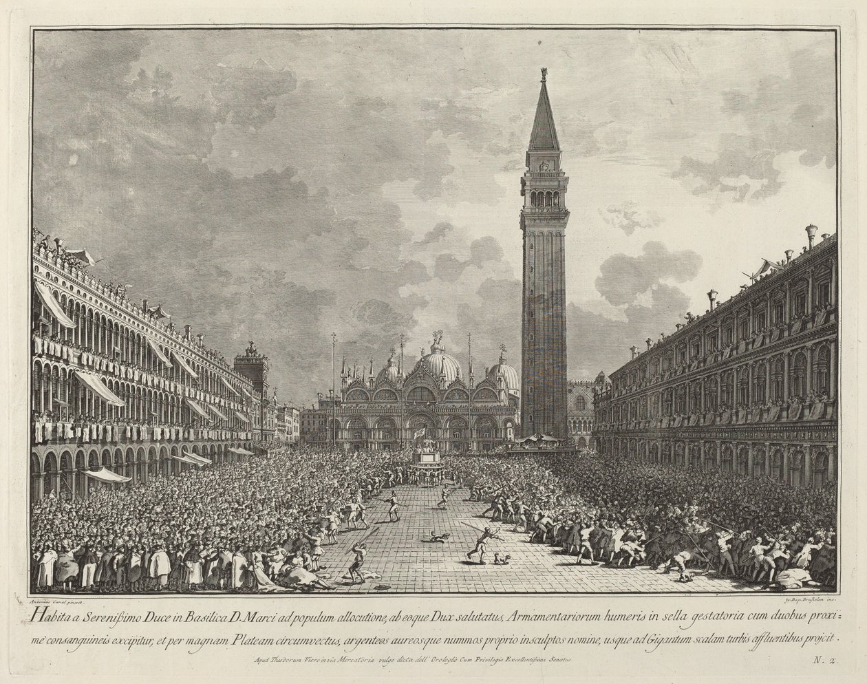 De Doge rondgedragen op het Piazza San Marco, 1763-1766 door Giovanni Battista Brostoloni