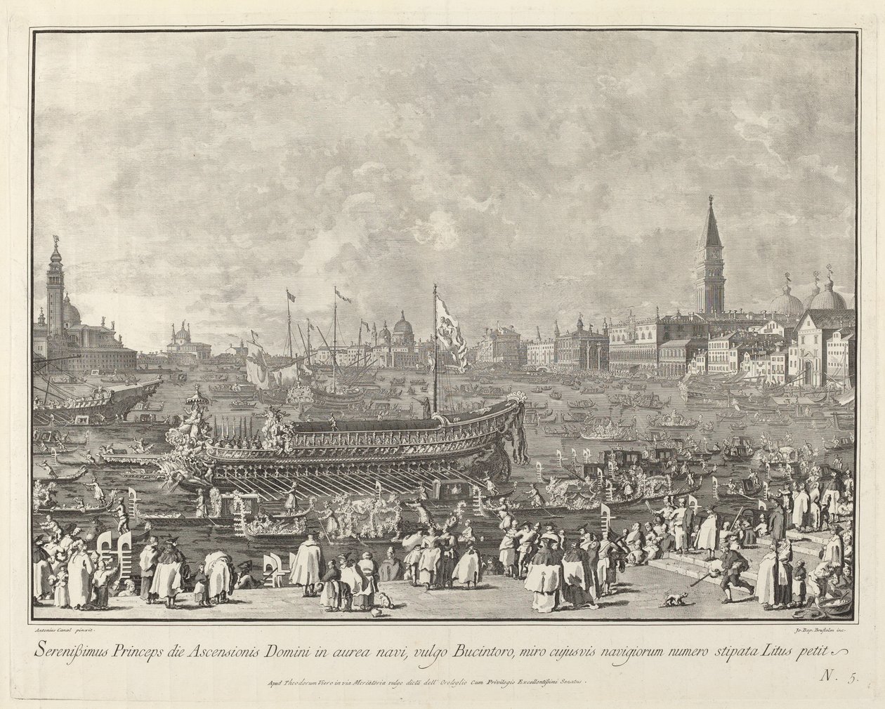 De Doge in de Bucintoro Vertrekt naar de Porto di Lido op Hemelvaartsdag door Giovanni Battista Brustolon after Canaletto