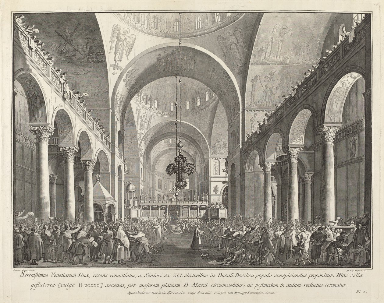 De Nieuwgekozen Doge Gepresenteerd aan het Volk in San Marco door Giovanni Battista Brustolon after Canaletto