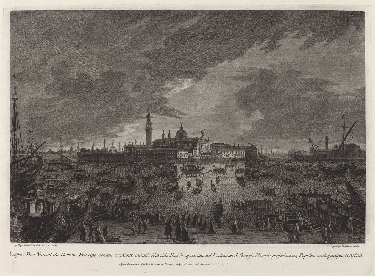 Kerstavond Processie naar San Giorgio Maggiore door Giovanni Battista Brustolon after Giovanni Battista Moretti
