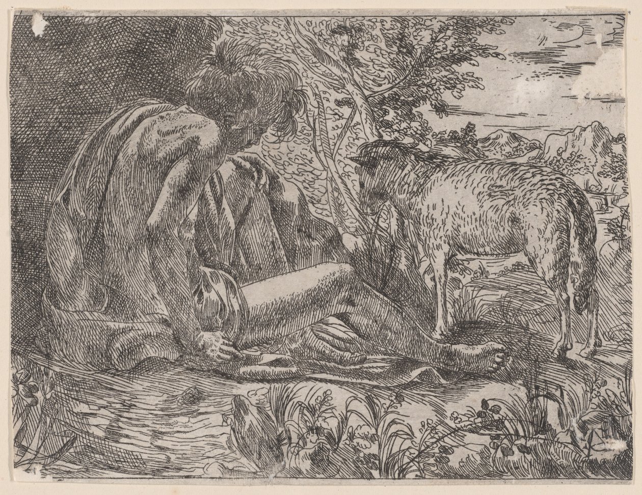Sint Johannes de Doper met een lam door Giovanni Battista Caracciolo