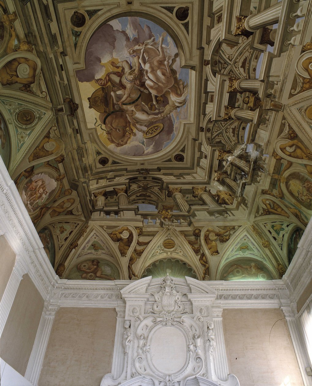 De val van Phaeton (Phaethon) (1625) - Fresco en trompe l