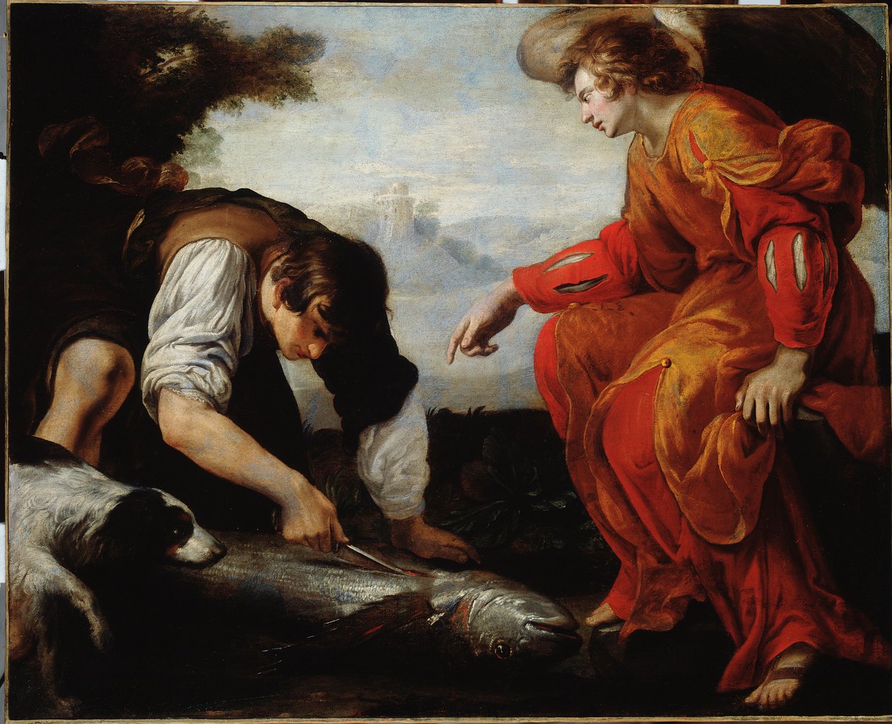 Tobias ontmoet de Aartsengel Raphael door Giovanni Battista Carlone