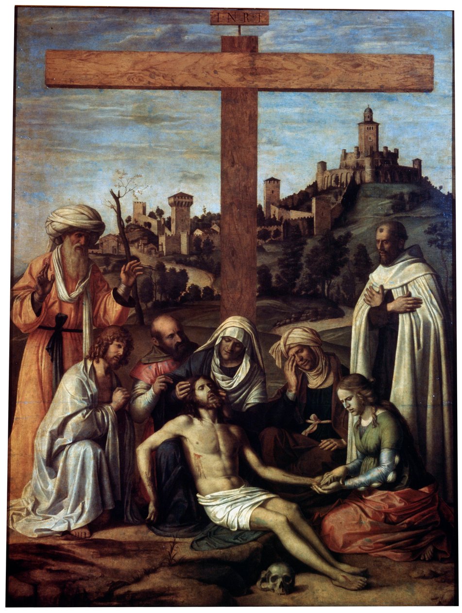 De klaagzang over Christus met een Karmelietenmonnik, ca. 1510 door Giovanni Battista Cima da Conegliano
