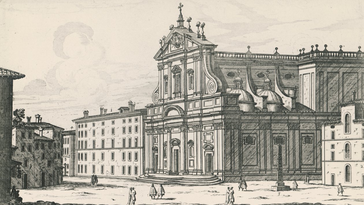 Kerk van St. Ignatius van Loyola op Campus Martius, Rome, gravure door Giovanni Battista Falda door Giovanni Battista Falda