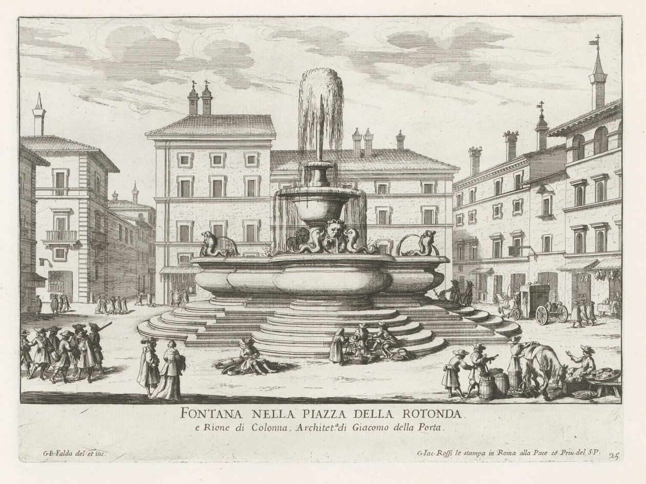 Fontana del Pantheon op Piazza della Rotonda te Rome door Giovanni Battista Falda