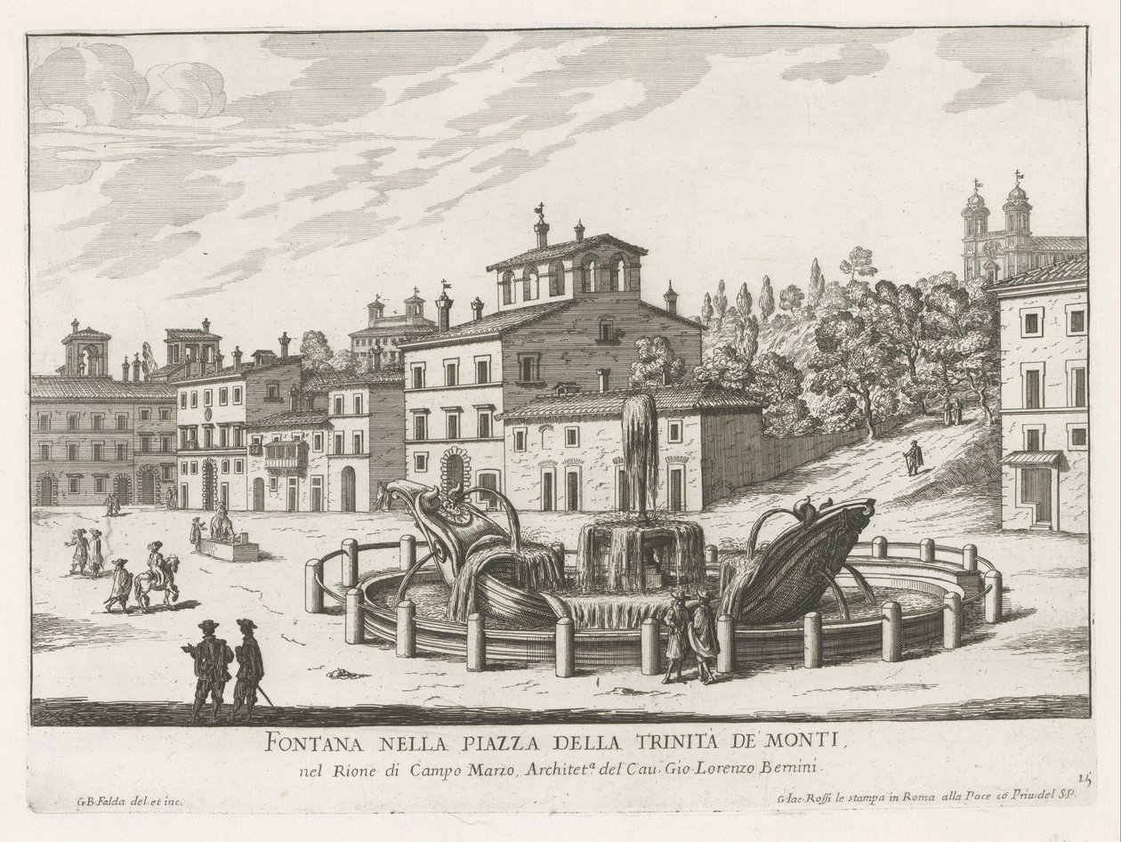 Fontana della Barcaccia op Piazza di Spagna te Rome door Giovanni Battista Falda
