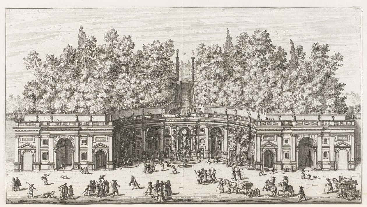 Teatro delle Acque in de tuinen van de Villa Aldobrandini te Frascati door Giovanni Battista Falda