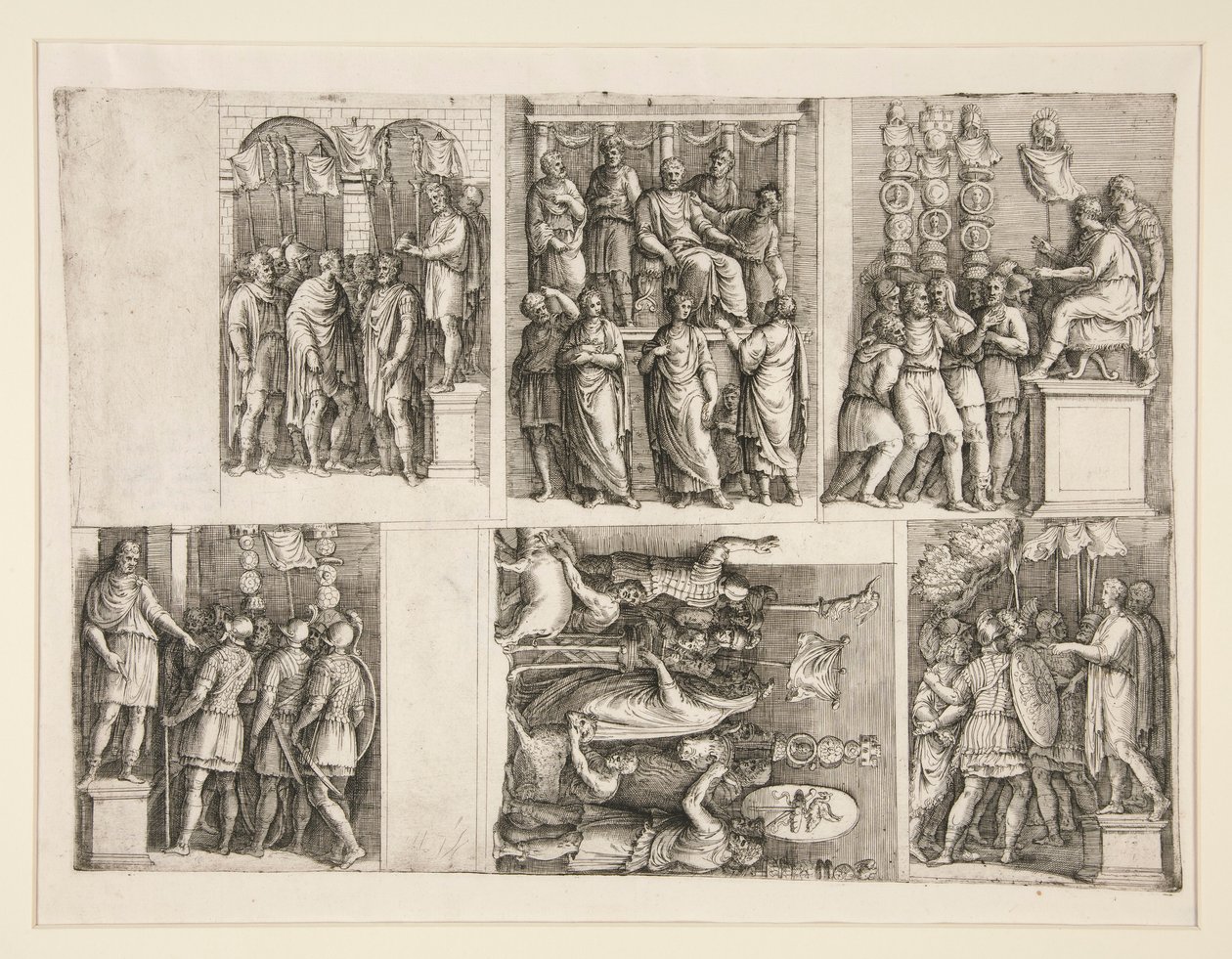 Zes vignetten uit het leven van Trajanus door Giovanni Battista Franco (called Il Semolei)