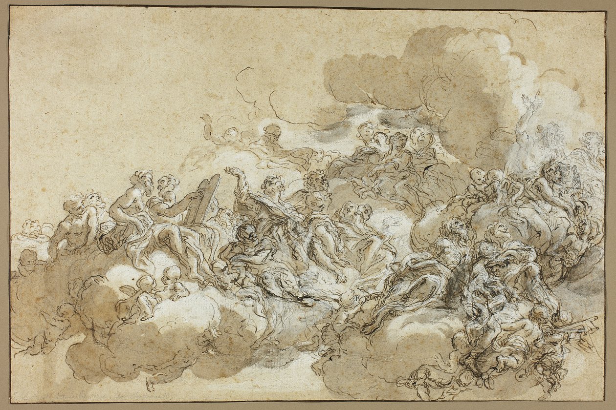 Detailstudie voor De Hemelvaart van St. Agnes door Giovanni Battista Gaulli