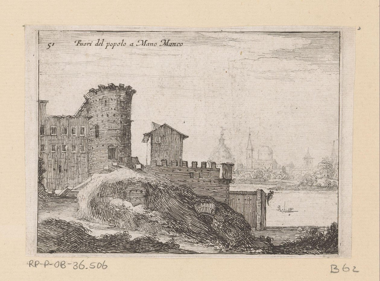Bouwwerken te Rome, nabij de Porta del Popolo door Giovanni Battista Mercati