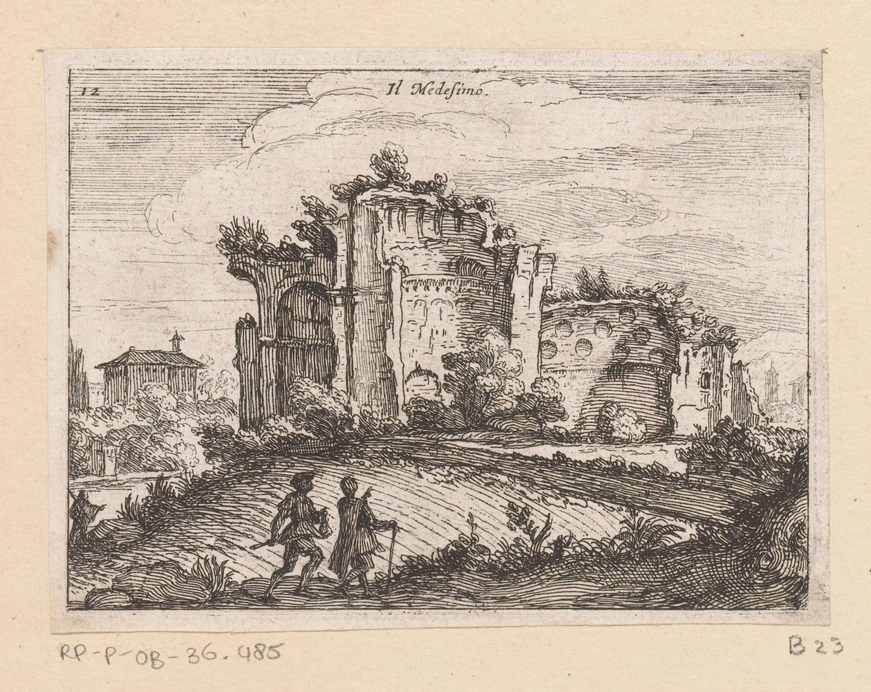 Ruïne in een landschap door Giovanni Battista Mercati