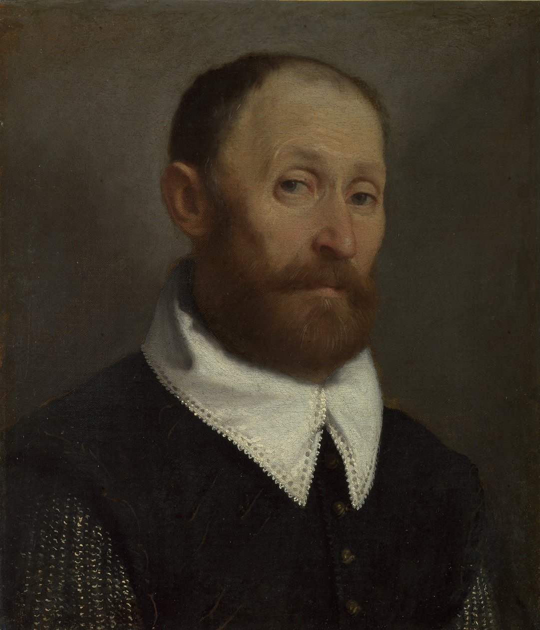 Portret van een man met opgetrokken wenkbrauwen door Giovanni Battista Moroni