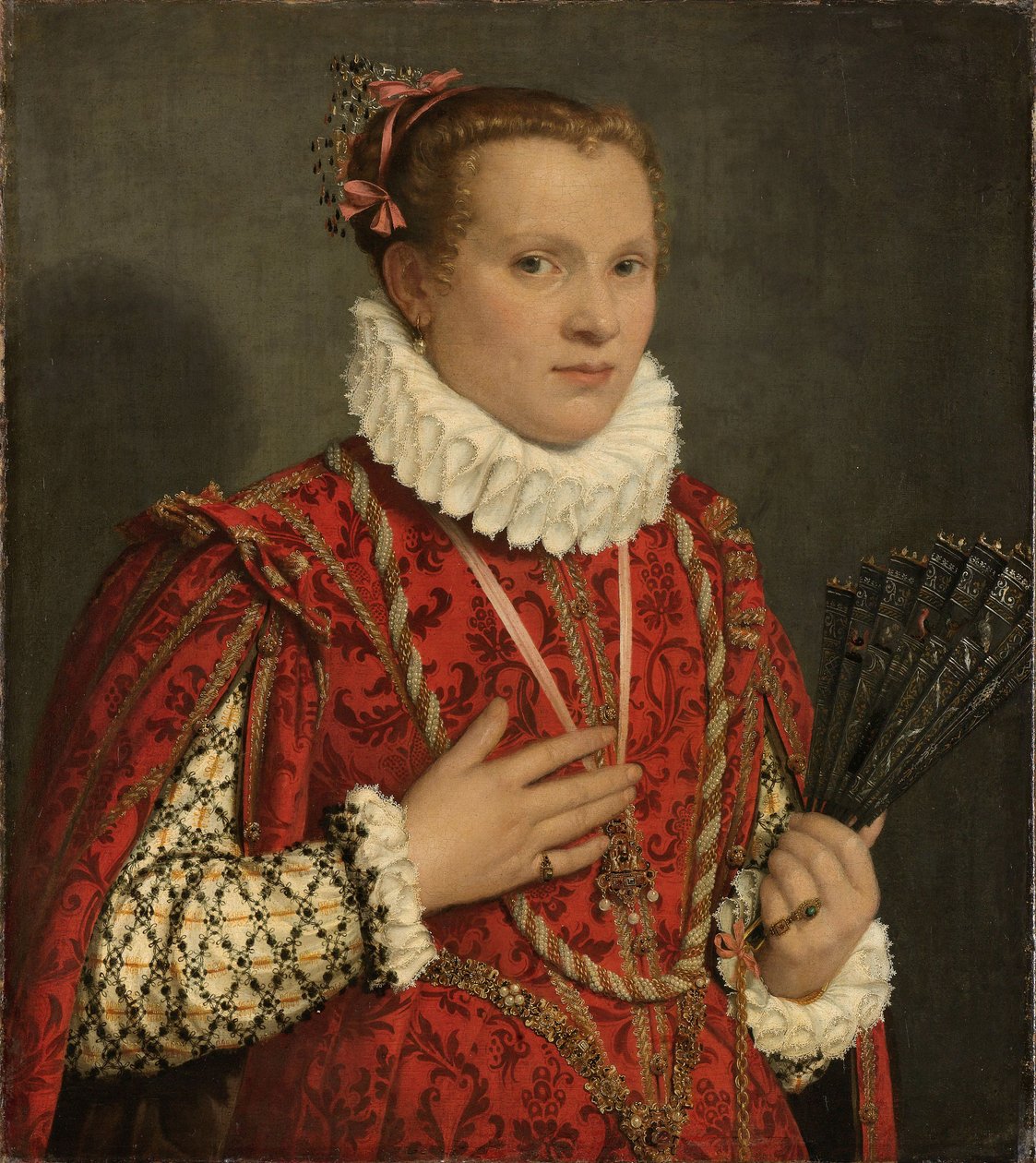 Portret van een jonge vrouw door Giovanni Battista Moroni