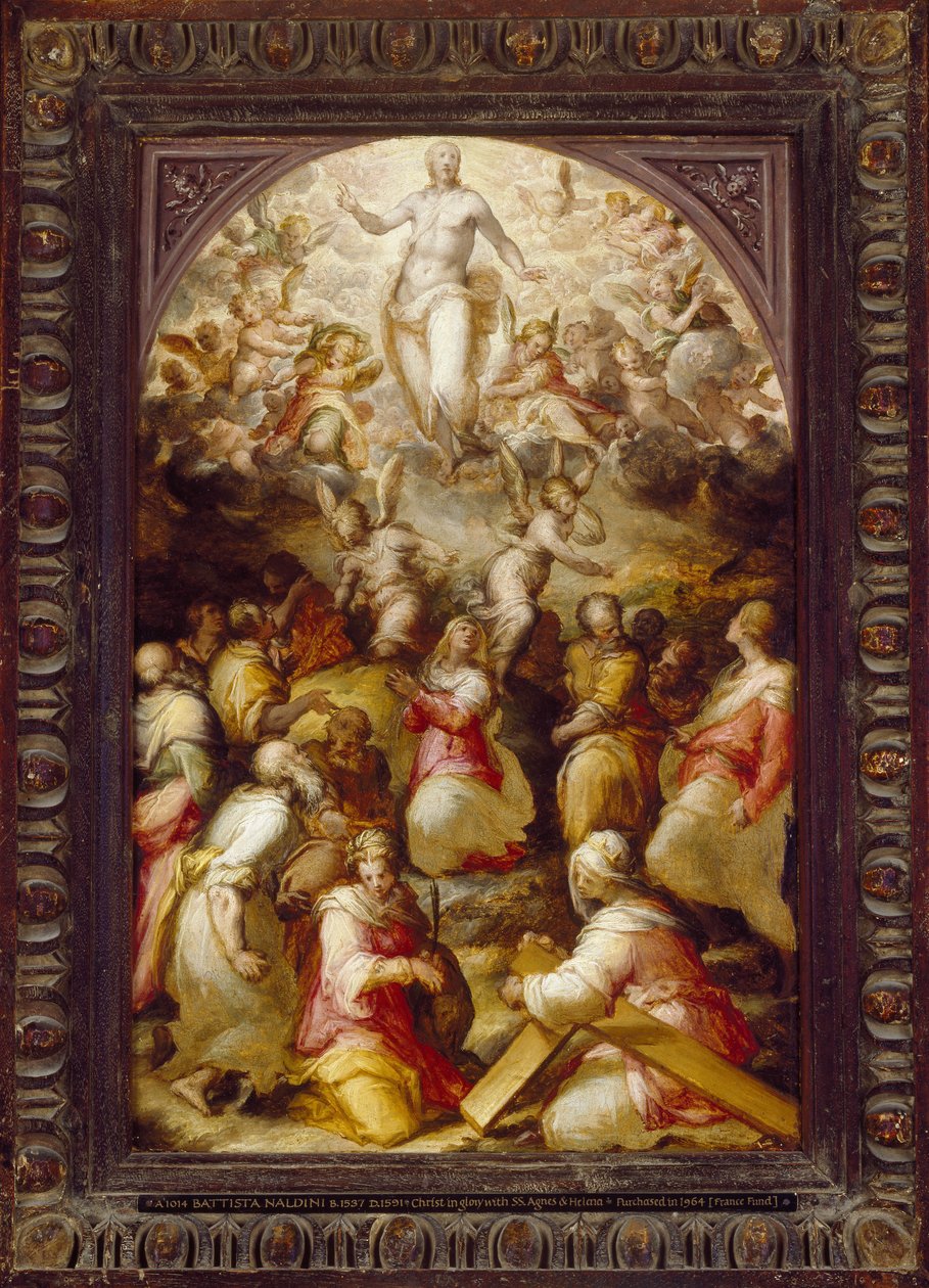 Christus in glorie met de heiligen Agnes en Helena, 16e eeuw door Giovanni Battista Naldini
