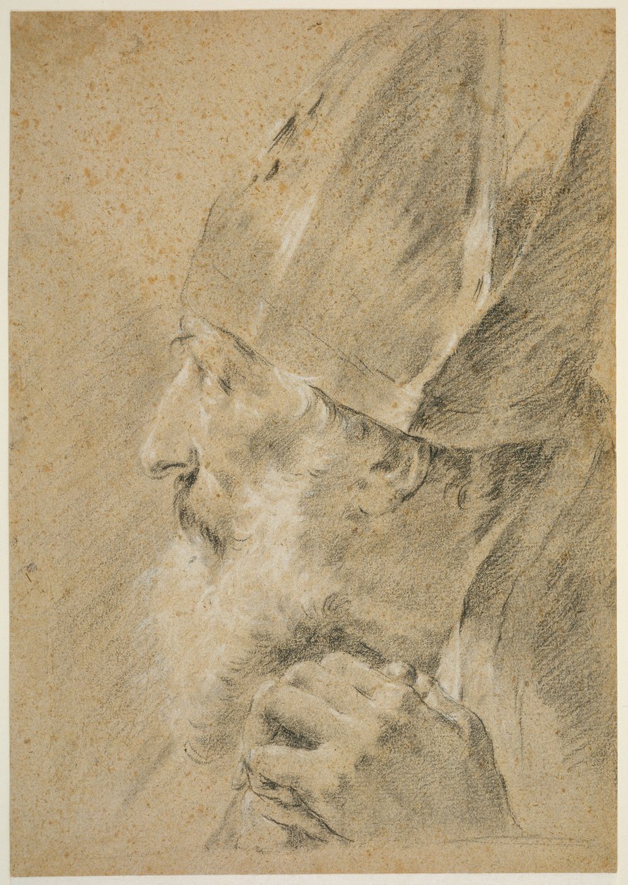 Profiel van het hoofd van een bisschop door Giovanni Battista Piazzetta