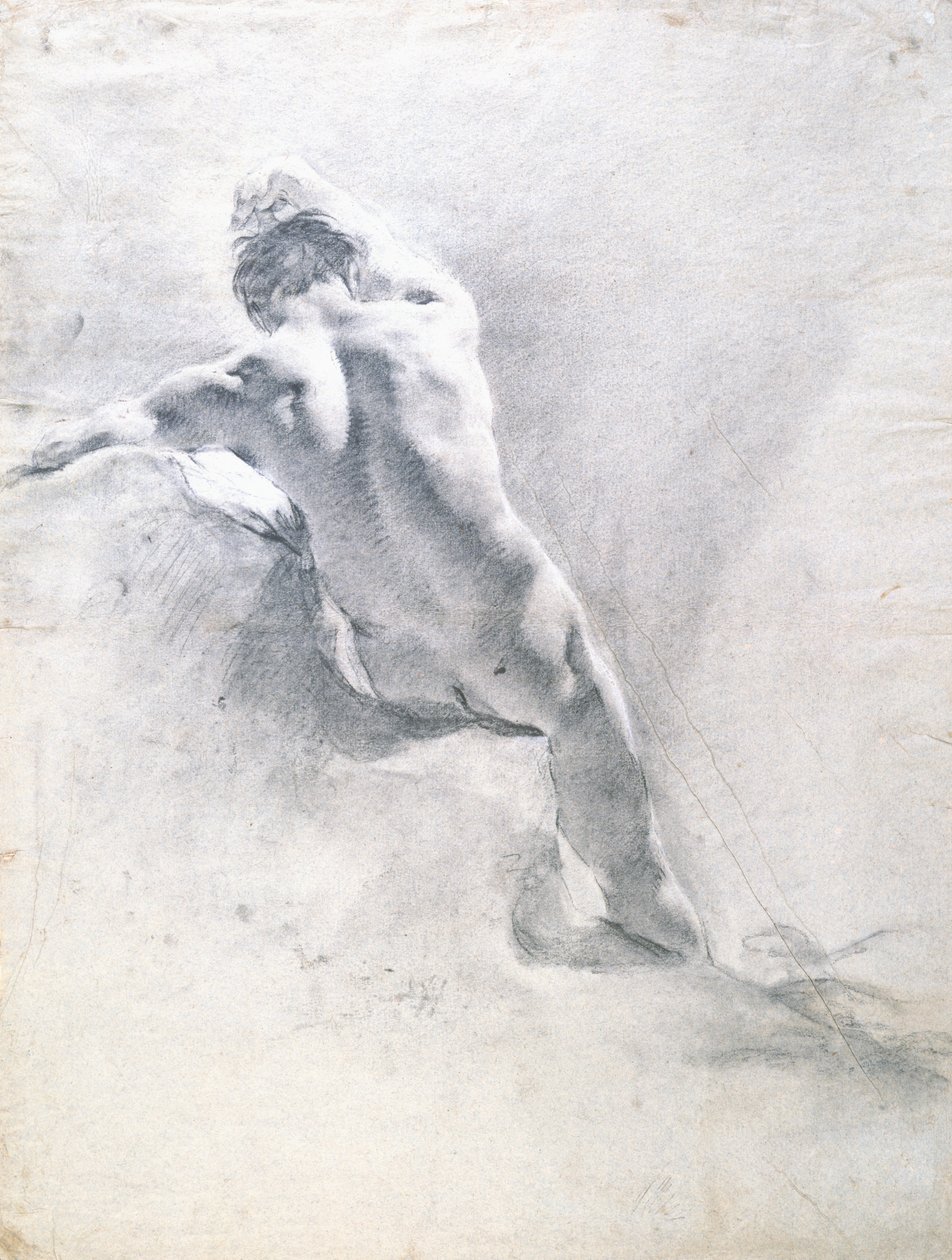 Studie van een mannelijk naakt, ca. 1715 door Giovanni Battista Piazzetta