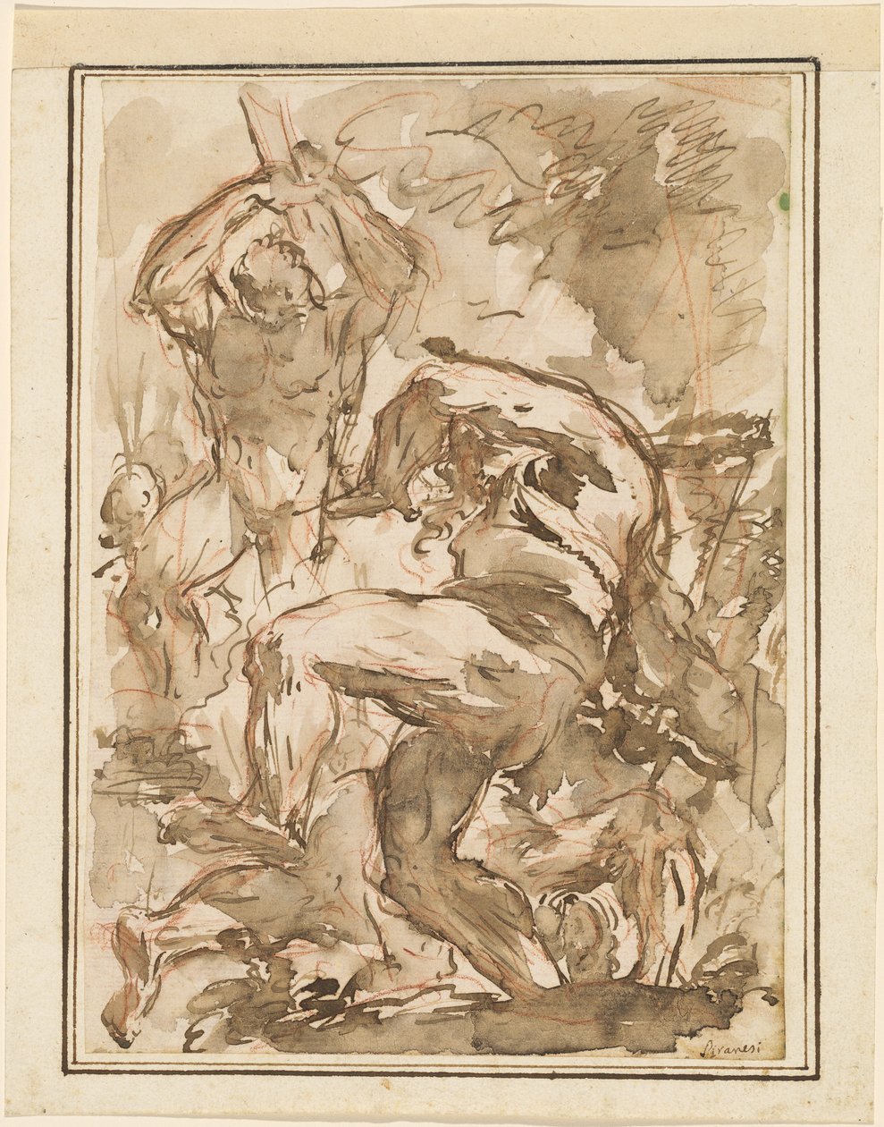 Een gevecht van naakte mannen door Giovanni Battista Piranesi