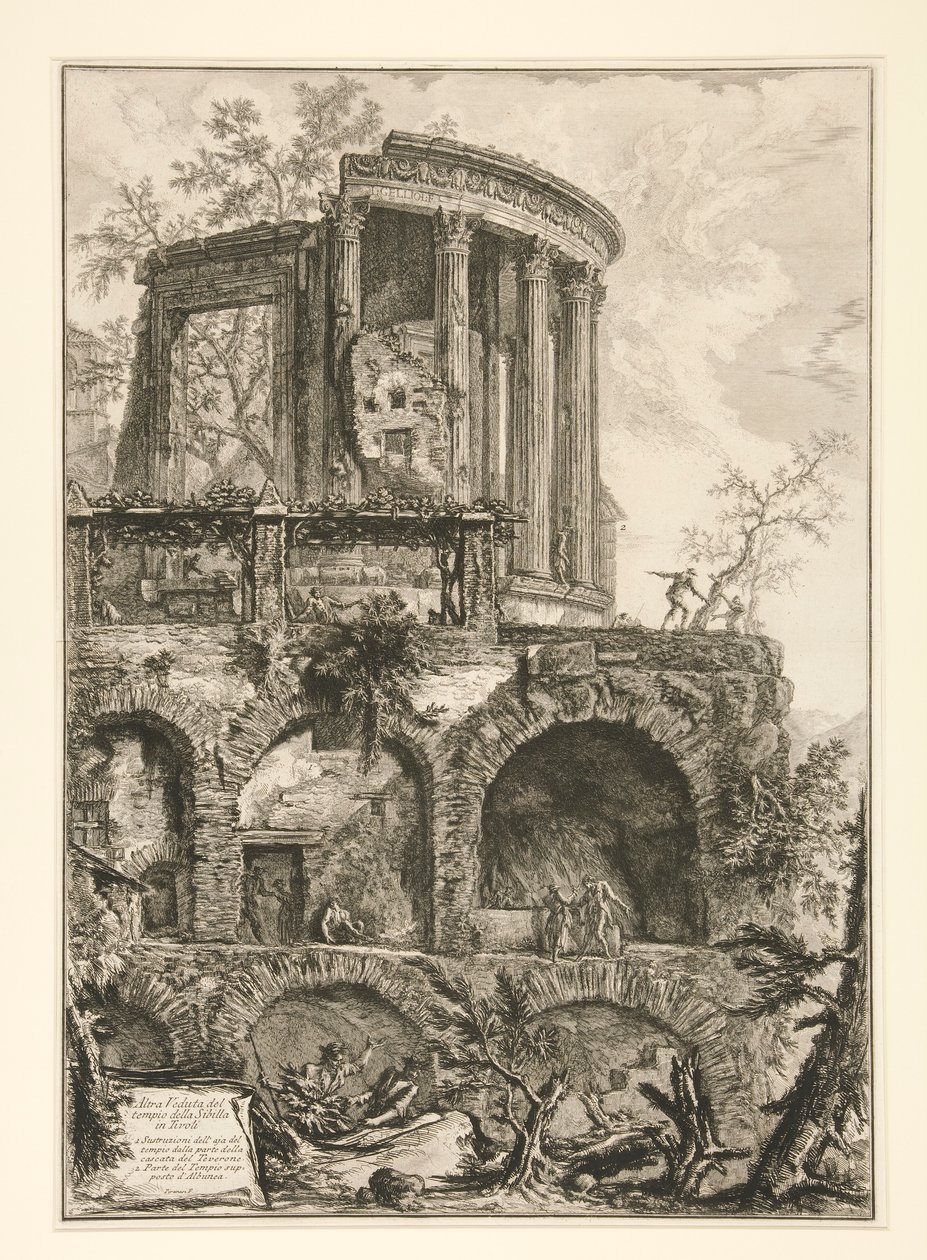Altra Veduta del tempio della Sibilla in Tivoli (Een Andere Uitzicht op de Tempel van de Sibyl in Tivoli), uit Vedute di Roma door Giovanni Battista Piranesi