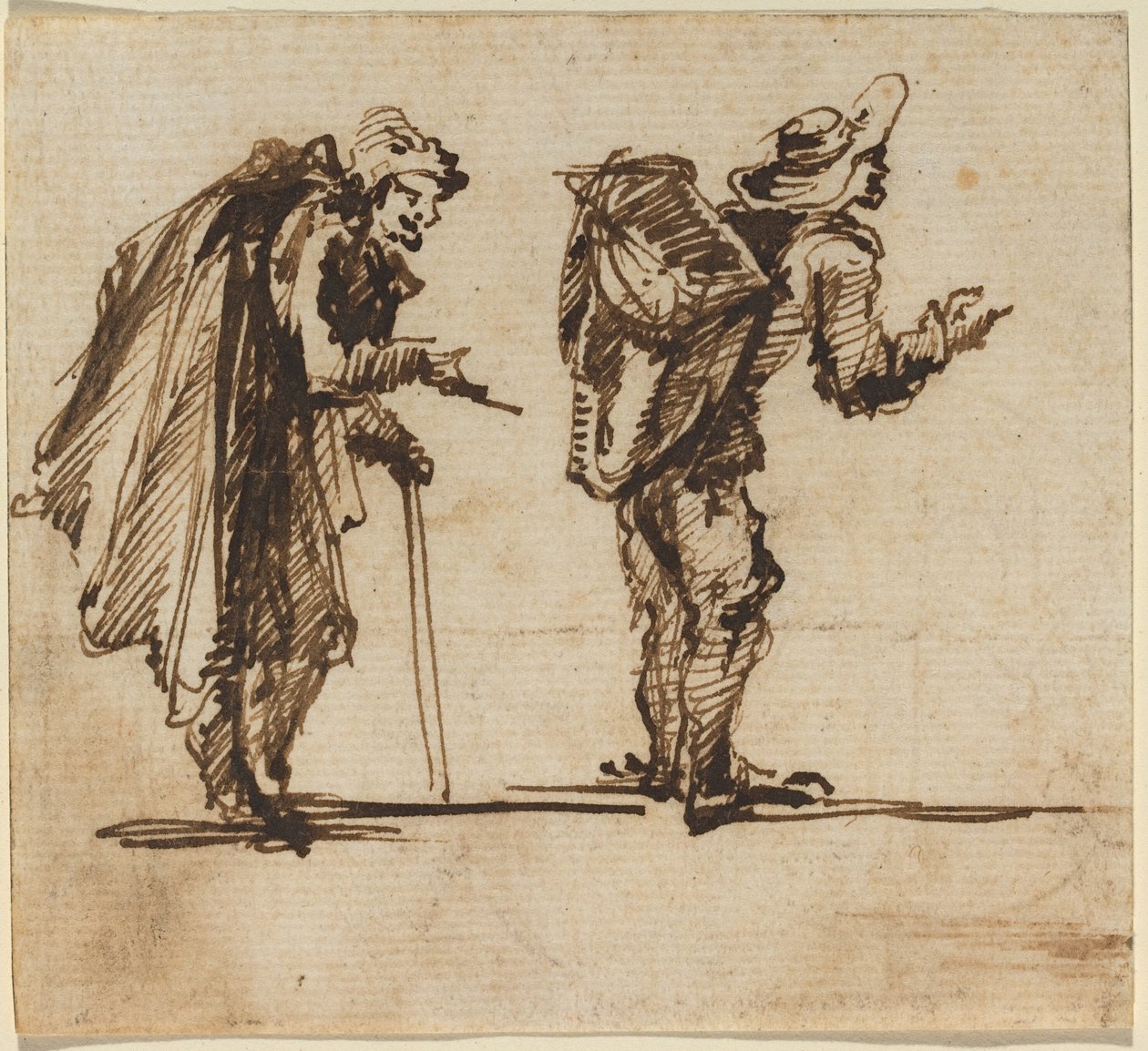Een Oude Man met een Cape en een Boer met een Rugzak door Giovanni Battista Piranesi
