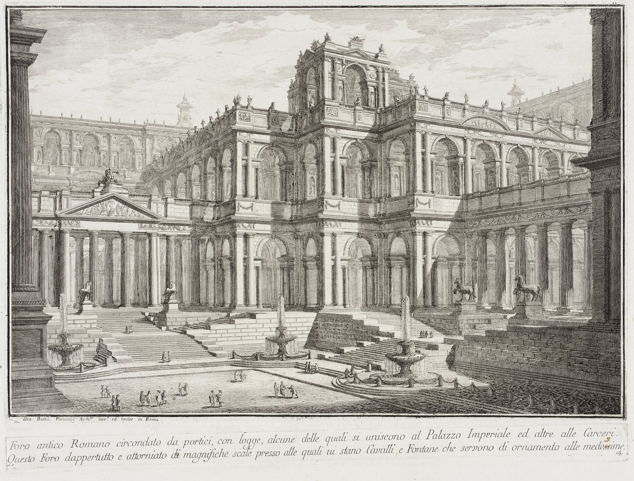 Oud forum omringd door zuilengangen door Giovanni Battista Piranesi