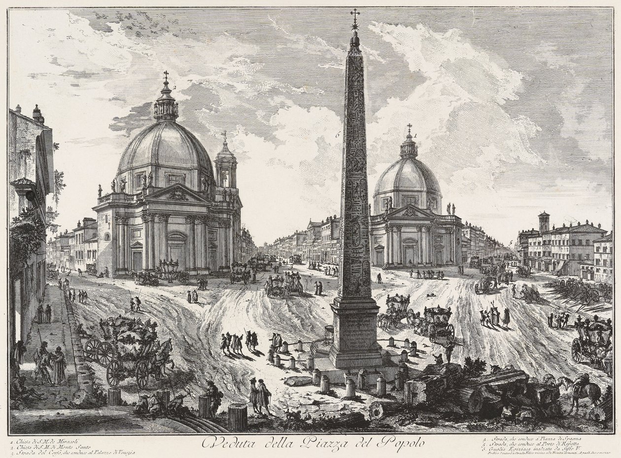 Gezicht op de Piazza del Popolo door Giovanni Battista Piranesi