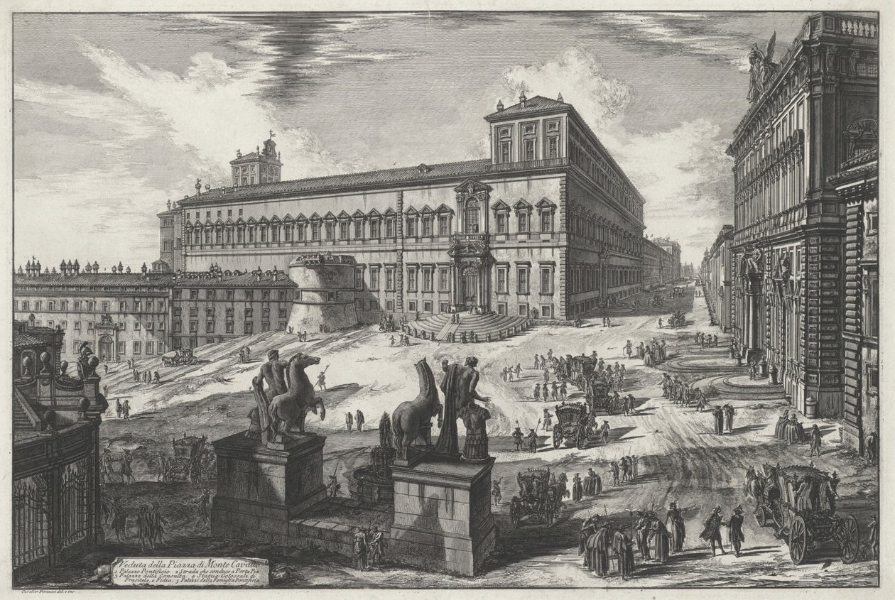Gezicht op de Piazza di Monte Cavallo (uit: Vedute di Roma) door Giovanni Battista Piranesi